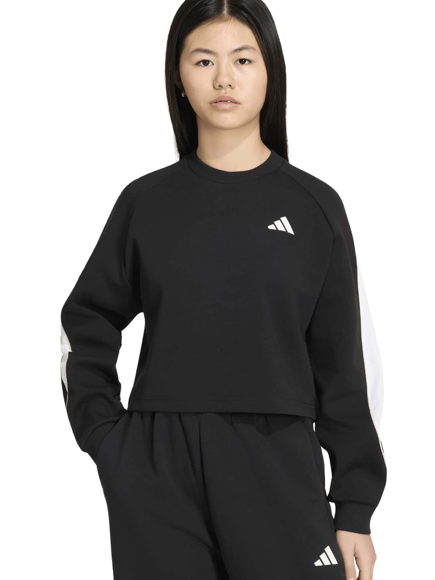 Felpa nera Adidas Stadium unisex bambino con cappuccio